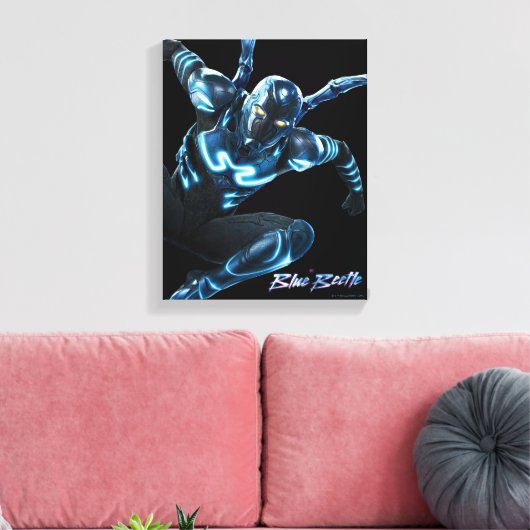 Blauwe kever springende karakter kunst canvas afdruk (Insitu (Woonkamer))