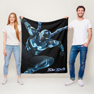 Blauwe kever springende karakter kunst fleece deken