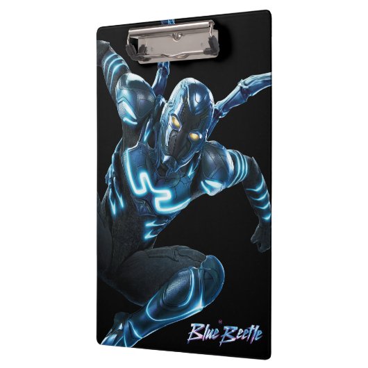Blauwe kever springende karakter kunst klembord (Links)
