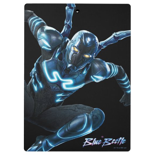 Blauwe kever springende karakter kunst klembord (Achterkant)