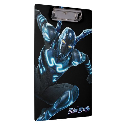 Blauwe kever springende karakter kunst klembord (Rechts)