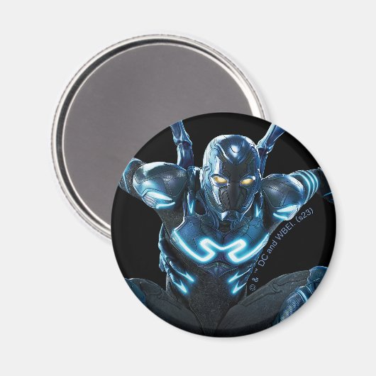 Blauwe kever springende karakter kunst magneet (Voorkant / Achterkant)