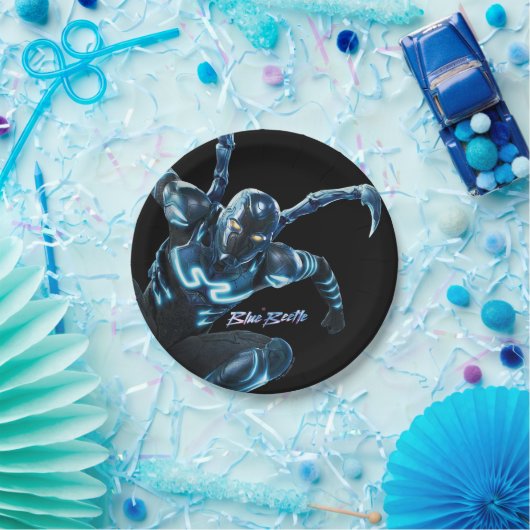 Blauwe kever springende karakter kunst papieren bordje (Feest)