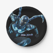 Blauwe kever springende karakter kunst papieren bordje (Voorkant)