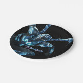 Blauwe kever springende karakter kunst papieren bordje (Gekanteld)