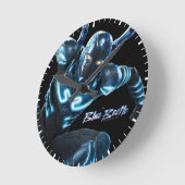 Blauwe kever springende karakter kunst ronde klok (Hoek)