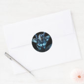 Blauwe kever springende karakter kunst ronde sticker (Envelop)