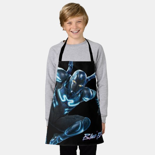 Blauwe kever springende karakter kunst schort (Gedragen)