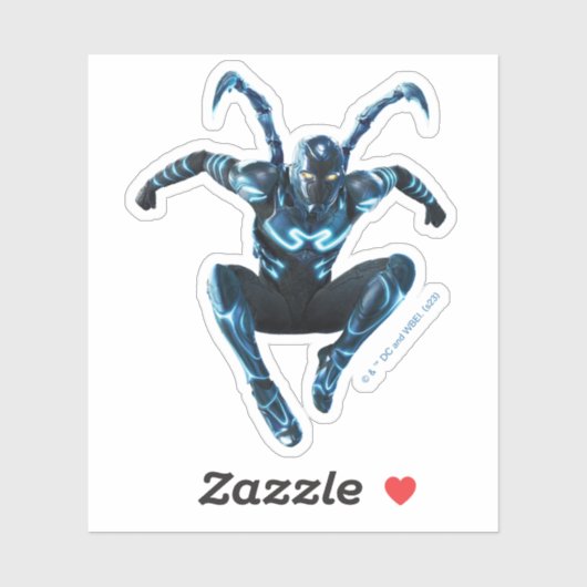 Blauwe kever springende karakter kunst sticker (Vel)