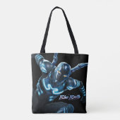 Blauwe kever springende karakter kunst tote bag (Achterkant)