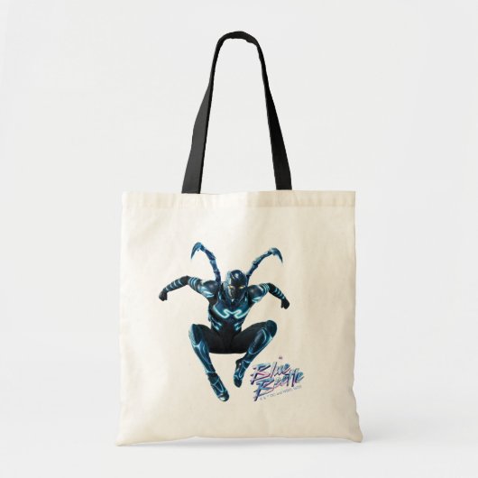 Blauwe kever springende karakter kunst tote bag (Voorkant)