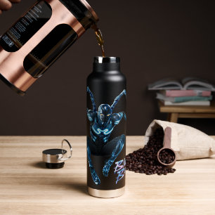 Blauwe kever springende karakter kunst waterfles