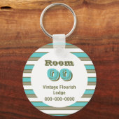 Blauwe Khaki strepen hotelkamer Sleutelhanger (Voorkant)