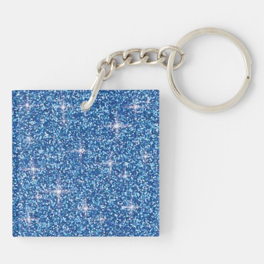 Blauwe kiekenglitter sleutelhanger (Achterkant)