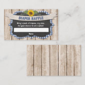 Blauwe kiem gele zonnebloemen baby luierhandel informatiekaartje (Voorkant / Achterkant)