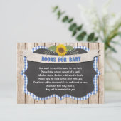 Blauwe kiem gele zonnebloemen voor baby informatiekaartje (Staand voorkant)