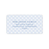 Blauwe kiem-retouradreslabels etiket (Voorkant)