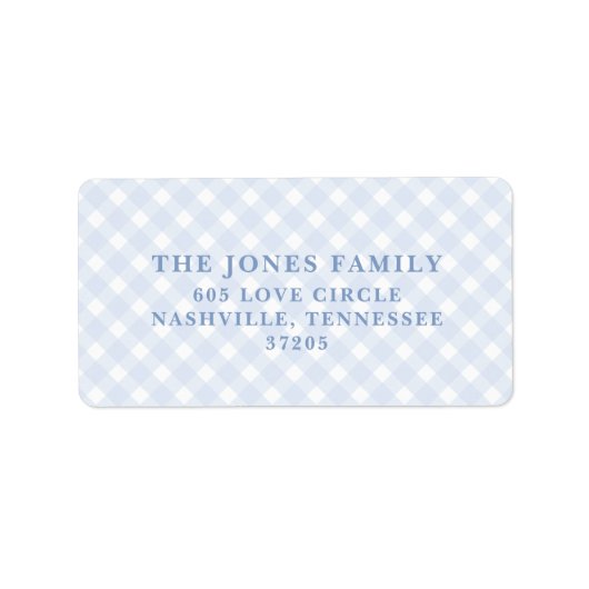 Blauwe kiem-retouradreslabels etiket (Voorkant)