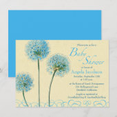 Blauwe kieuwbloem Baby shower uitnodiging (Voorkant / Achterkant)