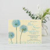 Blauwe kieuwbloem Baby shower uitnodiging (Staand voorkant)