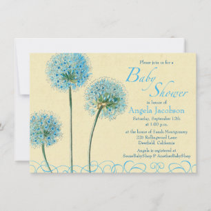 Blauwe kieuwbloem Baby shower uitnodiging