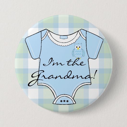 Blauwe kieuwhoenders Baby shower Grandma Ronde Button 7,6 Cm (Voorkant)