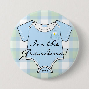 Blauwe kieuwhoenders Baby shower Grandma Ronde Button 7,6 Cm