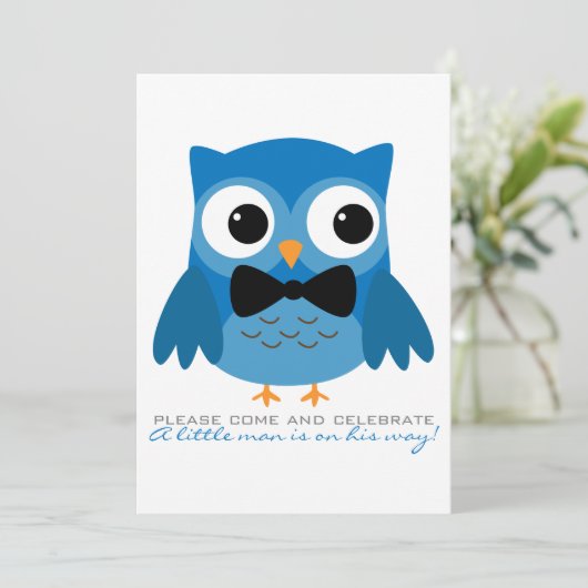 Blauwe kieuwknol met Baby shower van Bow Stropdas Kaart (Staand voorkant)