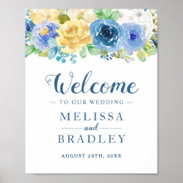 Blauwe kiezelflens Botanische tuinbouwteken Poster