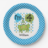 Blauwe kikker 4e verjaardag Bord (Voorkant)