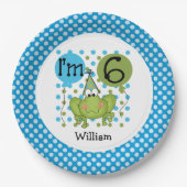 Blauwe kikker 6e verjaardag Bord (Voorkant)