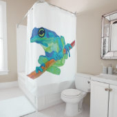 Blauwe kikker douchegordijn (In situ)