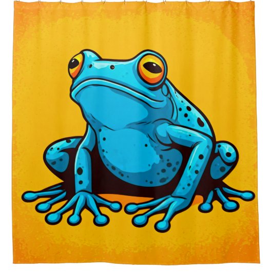 Blauwe kikker douchegordijn (Voorkant)