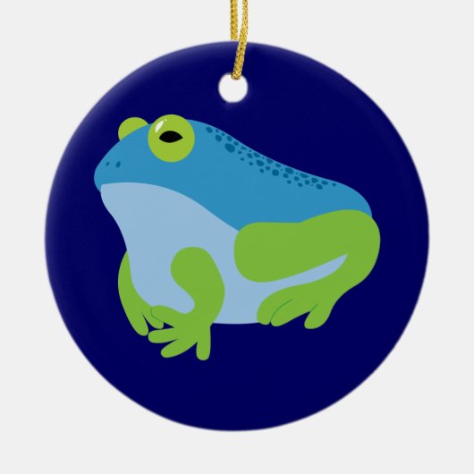 Blauwe kikker keramisch ornament (Voorkant)