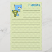 Blauwe kikker met groene speldenbrief F gelamineer Briefpapier (Voorkant)