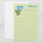 Blauwe kikker met groene speldenbrief F gelamineer Briefpapier (Voorkant / Achterkant)