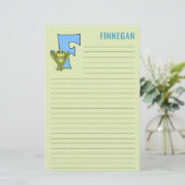 Blauwe kikker met groene speldenbrief F gelamineer Briefpapier (Staand voorkant)