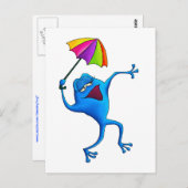 Blauwe Kikker met Umbrella Briefkaart (Voorkant / Achterkant)