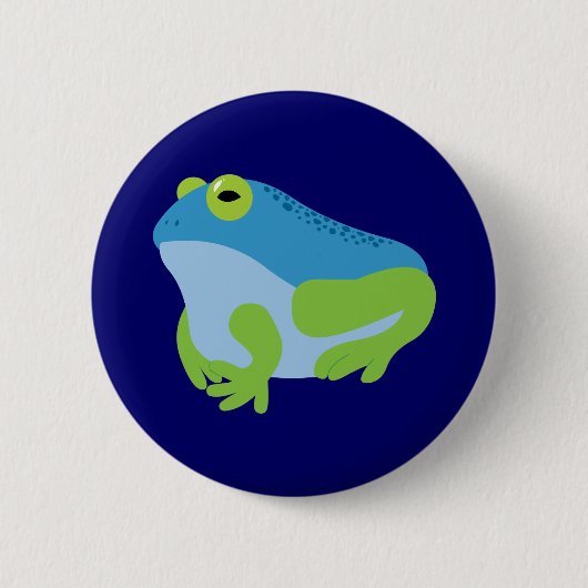 Blauwe kikker ronde button 5,7 cm (Voorkant)