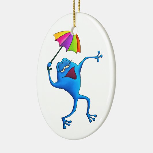 Blauwe kikkervis keramisch ornament (Links)