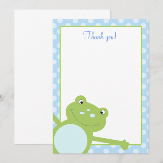 Blauwe kikkervis, kikkervisje Hartelijk dank, noti Notitiekaartje (Voorkant / Achterkant)