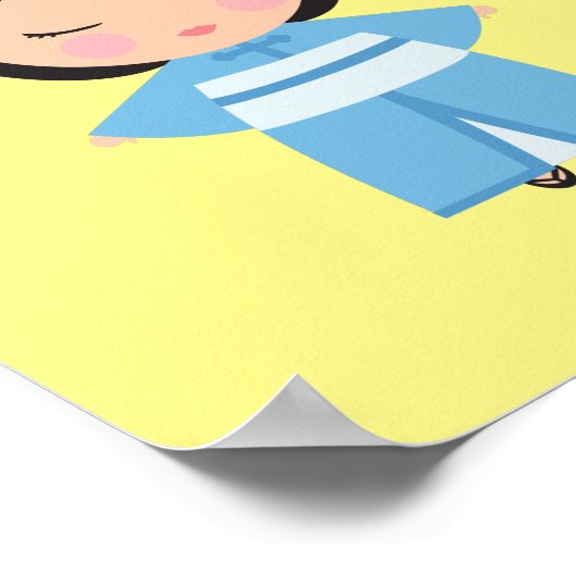 Blauwe Kimono Japanse Pop   Poster (Hoek)