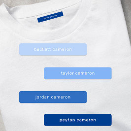 Blauwe Kinder naam: strijken op kleding Labels