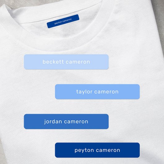 Blauwe Kinder naam: strijken op kleding Labels