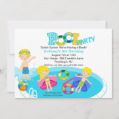 Blauwe Kinder Pool Birthday Uitnodiging (Voorkant)