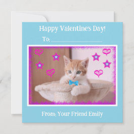 Blauwe Kinderen Funky Kitten Klaslokaal Valentijns Feestdagenkaart
