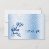 Blauwe kinderwagen dank u kaart (Voorkant)