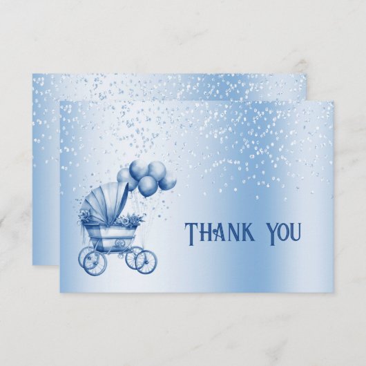 Blauwe kinderwagen dank u kaart (Voorkant / Achterkant)