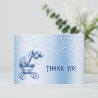 Blauwe kinderwagen dank u kaart