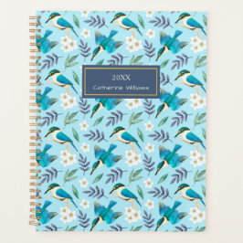 Blauwe Kingfisher vogelsoorten Floral Pattern Nam Planner